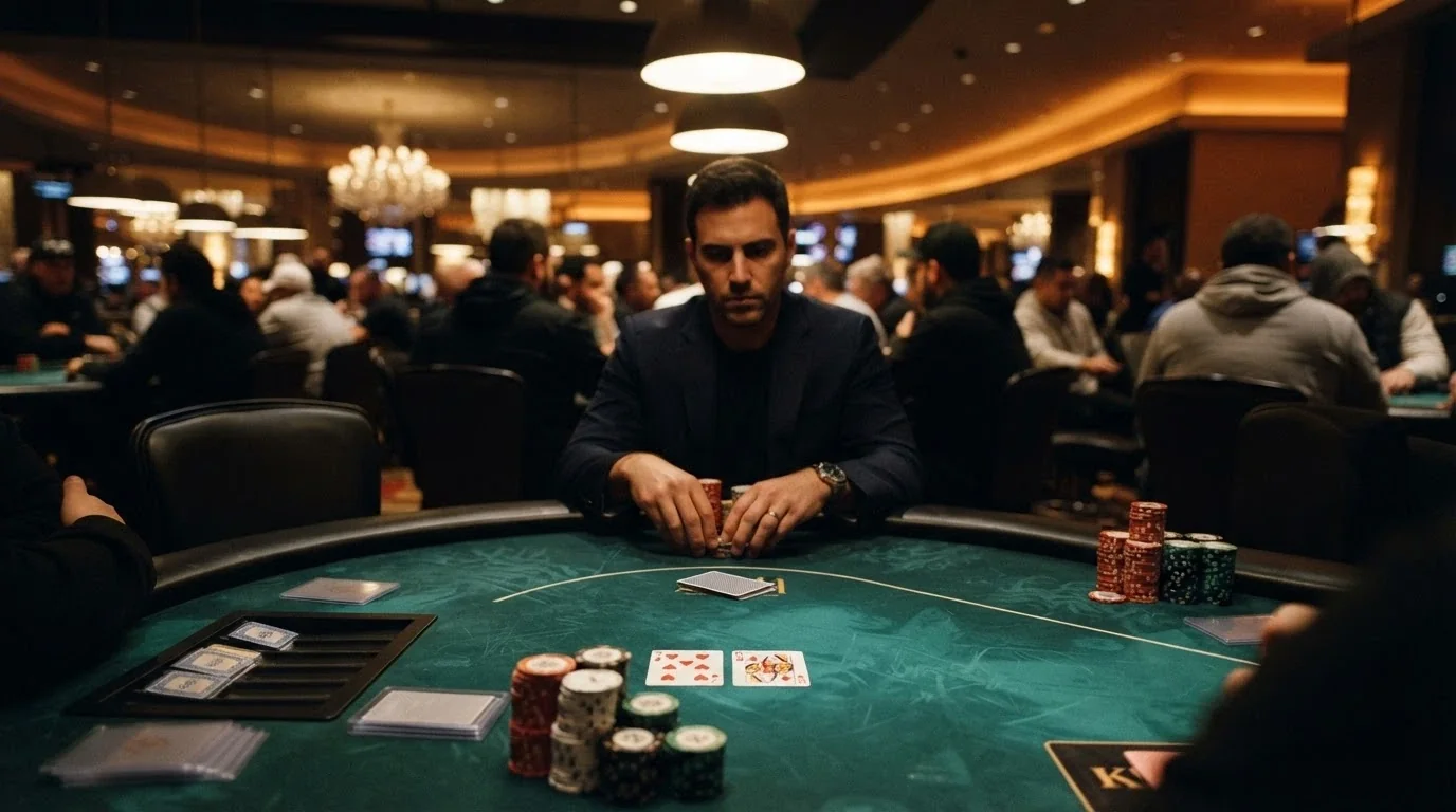 Sala de póker del Gran Casino Barcelona con mesas y jugadores en plena partida