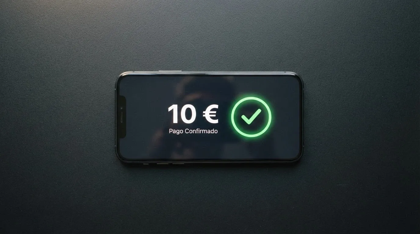 Pantalla de un teléfono mostrando la interfaz de pago NFC de CaixaBank Pay durante un depósito en un casino online, con el logo del casino y el importe visibles