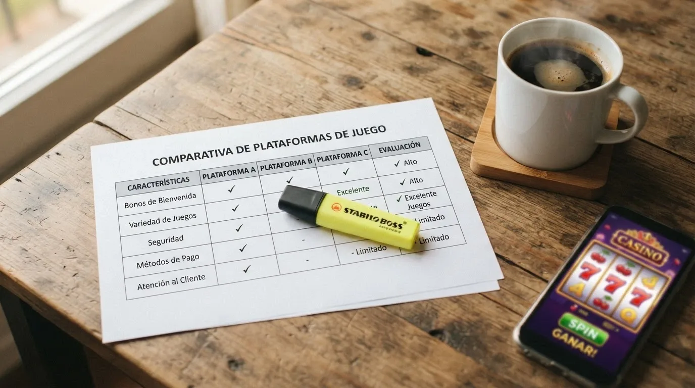 Tabla comparativa con los 10 operadores analizados, sus ofertas de bono sin depósito y las condiciones principales de cada uno