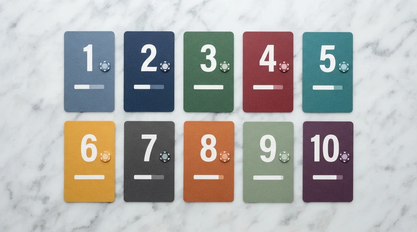 Diez fichas de operadores con su logo, puntuación y datos clave alineados en una comparativa visual
