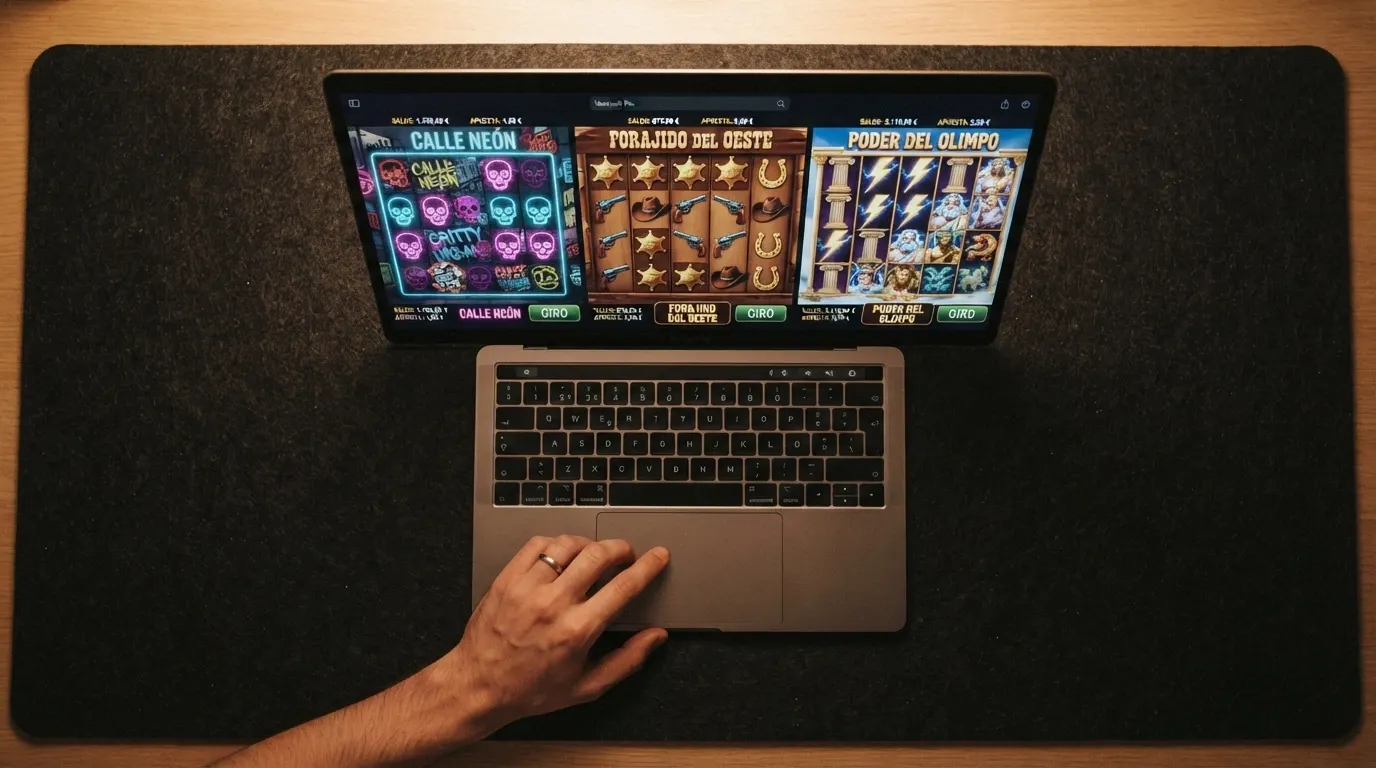 Captura de pantalla de tres slots de Hacksaw Gaming — Chaos Crew 3, Wanted Dead or a Wild y Epic Ze Zeus — con sus cuadrículas y símbolos