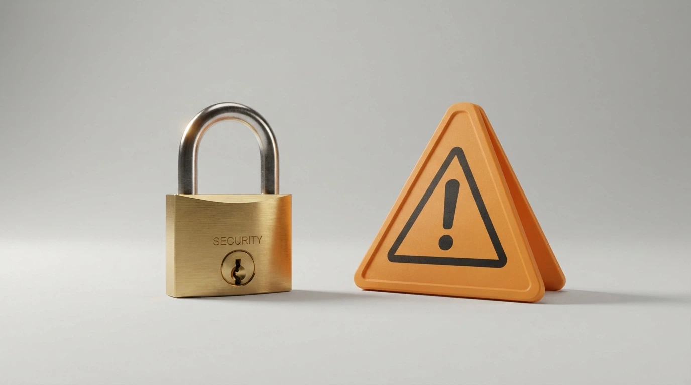 Representación visual del contraste entre un entorno regulado (candado, verificado) y un entorno sin licencia (signo de advertencia)