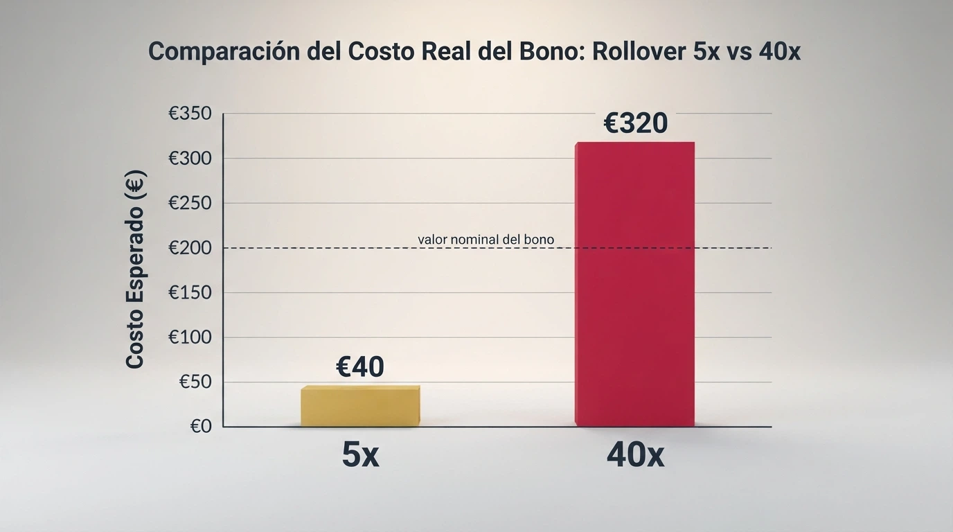 Representación visual del efecto del rollover sobre el valor de un bono de bienvenida